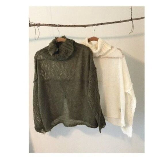 POL Open Weave Turtleneck Sweater In Olive - Picture 9 of 13